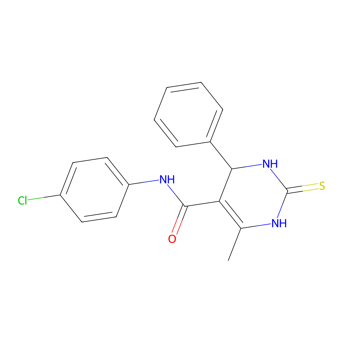 N-(4-chlorophenyl)-6-methyl-4-phenyl-2-thioxo-1,2,3,4-tetrahydro-5-pyrimidinecarboxamide molecular structure, CAS 312735-12-9
