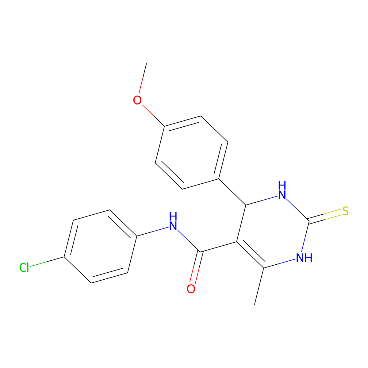 N-(4-chlorophenyl)-4-(4-methoxyphenyl)-6-methyl-2-thioxo-1,2,3,4-tetrahydropyrimidine-5-carboxamide molecular structure, CAS 312735-13-0