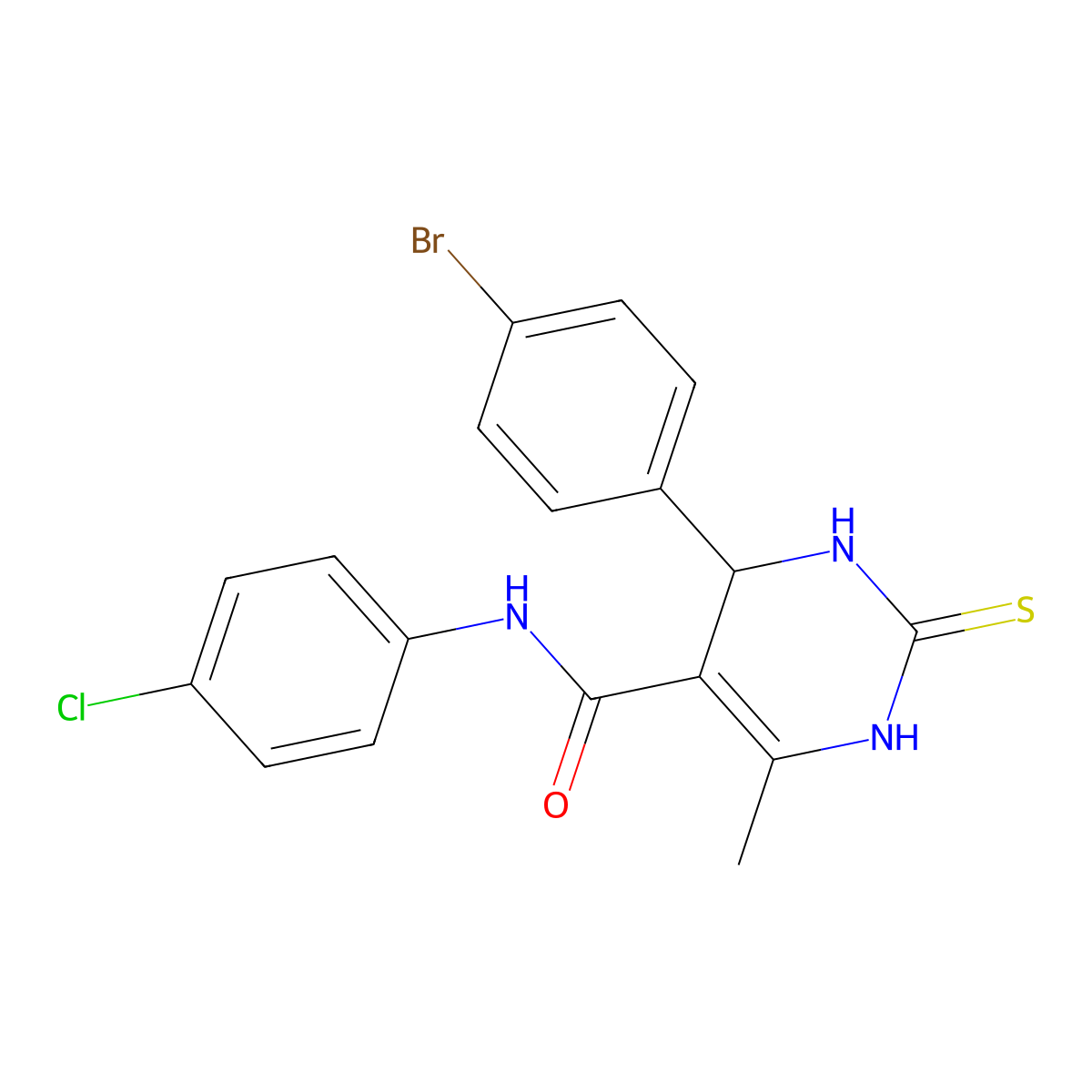 4-(4-bromophenyl)-N-(4-chlorophenyl)-6-methyl-2-thioxo-1,2,3,4-tetrahydropyrimidine-5-carboxamide molecular structure, CAS 312735-15-2