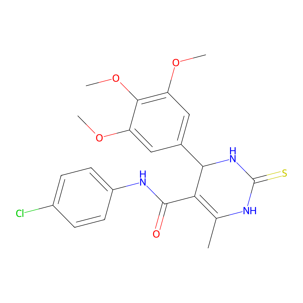 N-(4-chlorophenyl)-6-methyl-2-sulfanylidene-4-(3,4,5-trimethoxyphenyl)-3,4-dihydro-1H-pyrimidine-5-carboxamide molecular structure, CAS 312735-19-6