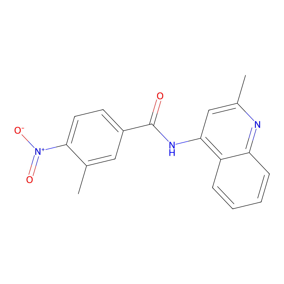 3-methyl-N-(2-methylquinolin-4-yl)-4-nitrobenzamide molecular structure, CAS 312741-90-5