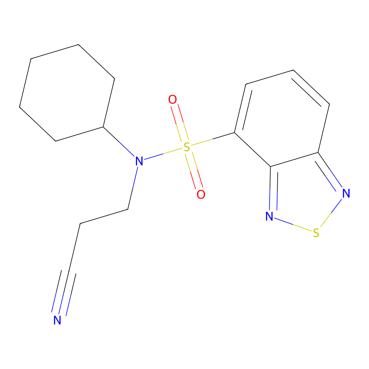 N-(2-cyanoethyl)-N-cyclohexyl-2,1,3-benzothiadiazole-4-sulfonamide molecular structure, CAS 312742-09-9
