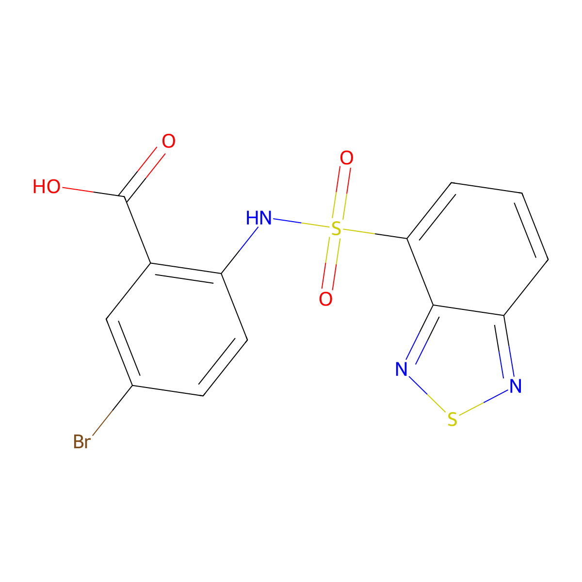 2-(2,1,3-Benzothiadiazole-4-sulfonamido)-5-bromobenzoic acid molecular structure, CAS 312742-11-3