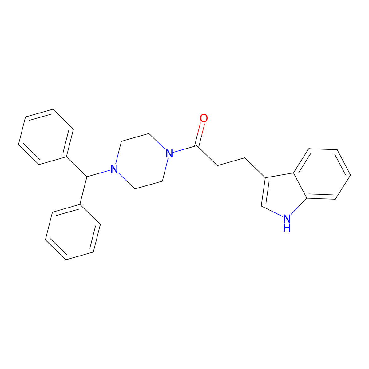 1-(4-benzhydrylpiperazin-1-yl)-3-(1H-indol-3-yl)propan-1-one molecular structure, CAS 312743-04-7