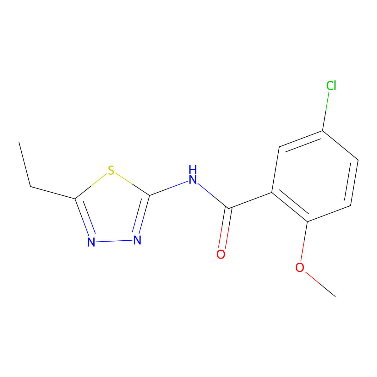 5-chloro-N-(5-ethyl-1,3,4-thiadiazol-2-yl)-2-methoxybenzamide molecular structure, CAS 312743-39-8