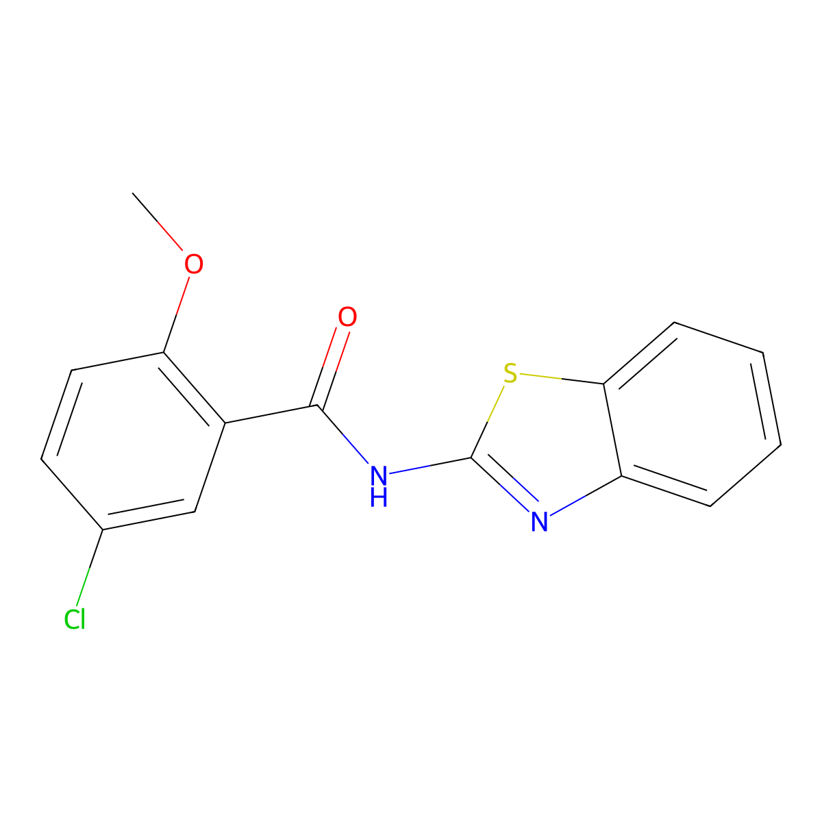 N-(1,3-benzothiazol-2-yl)-5-chloro-2-methoxybenzamide molecular structure, CAS 312743-40-1