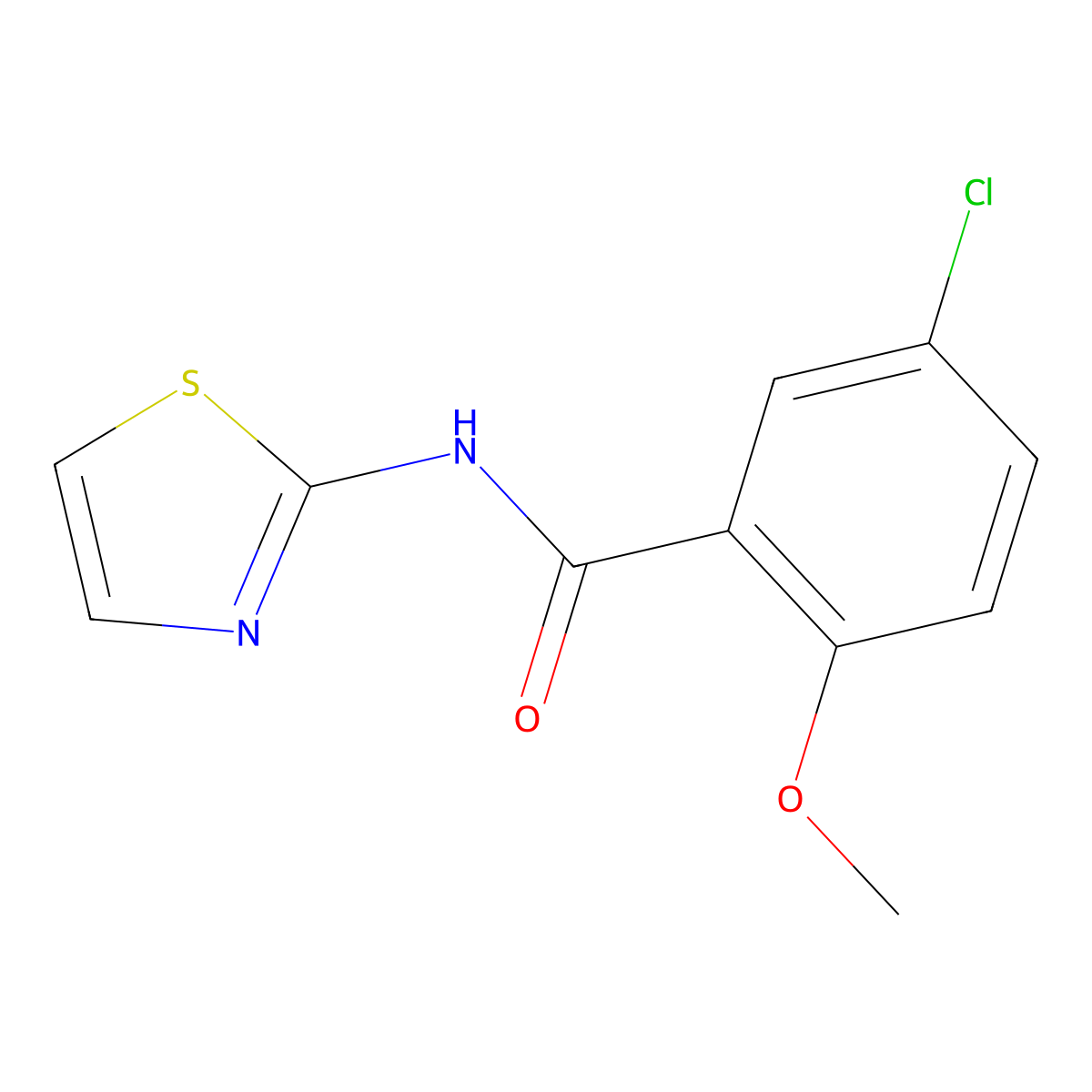5-chloro-2-methoxy-N-(1,3-thiazol-2-yl)benzamide molecular structure, CAS 312743-42-3