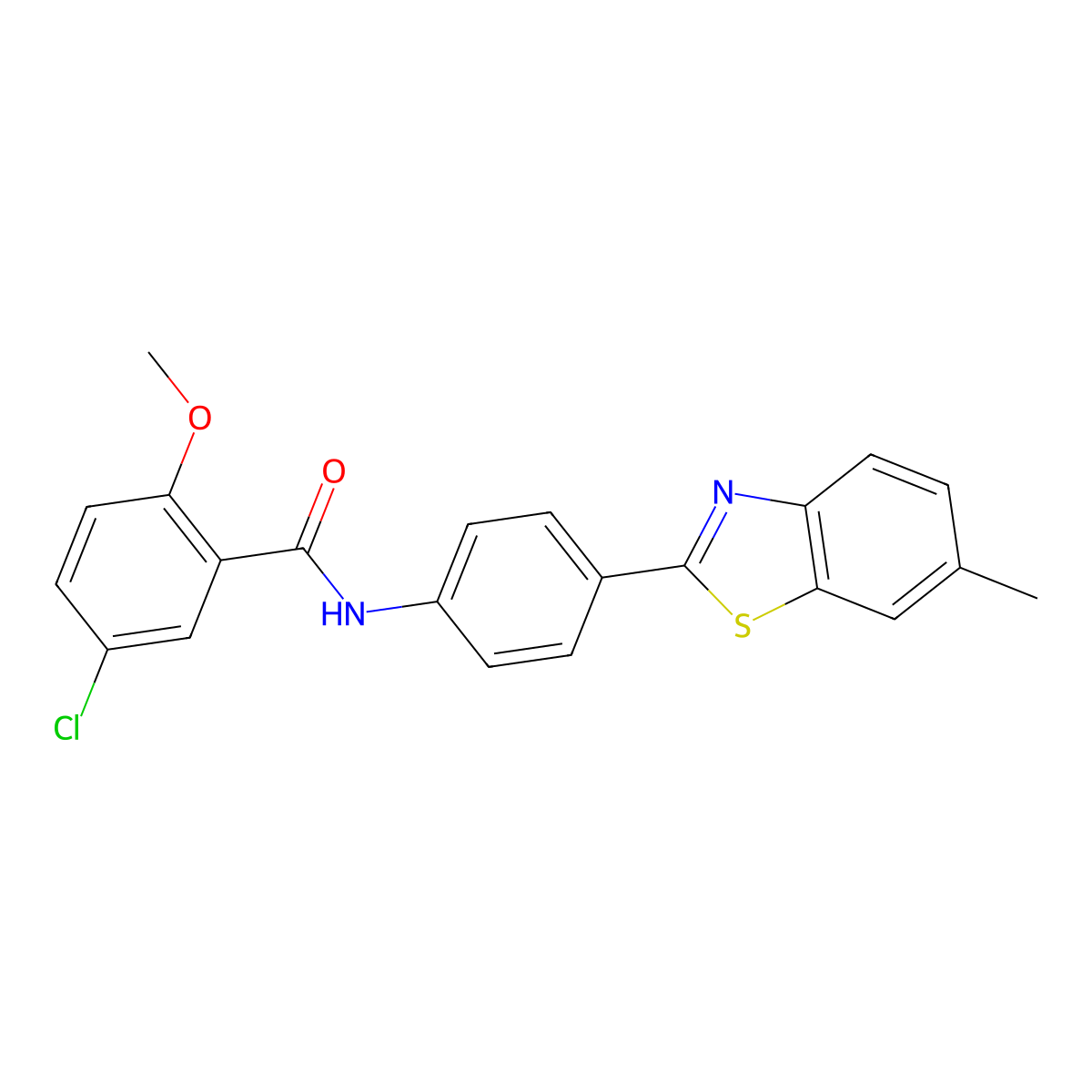 5-chloro-2-methoxy-N-[4-(6-methyl-1,3-benzothiazol-2-yl)phenyl]benzamide molecular structure, CAS 312743-47-8