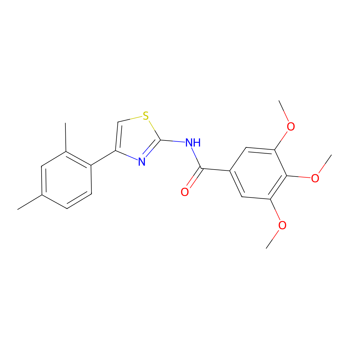 N-[4-(2,4-dimethylphenyl)-1,3-thiazol-2-yl]-3,4,5-trimethoxybenzamide molecular structure, CAS 312743-70-7
