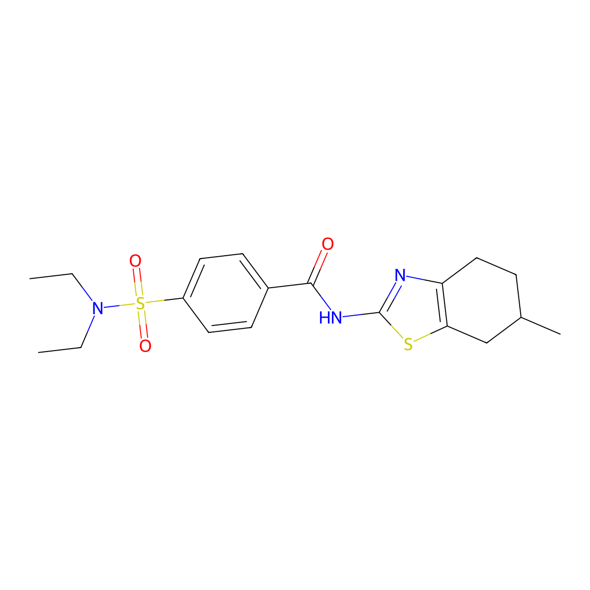 4-(diethylsulfamoyl)-N-(6-methyl-4,5,6,7-tetrahydro-1,3-benzothiazol-2-yl)benzamide molecular structure, CAS 312743-77-4