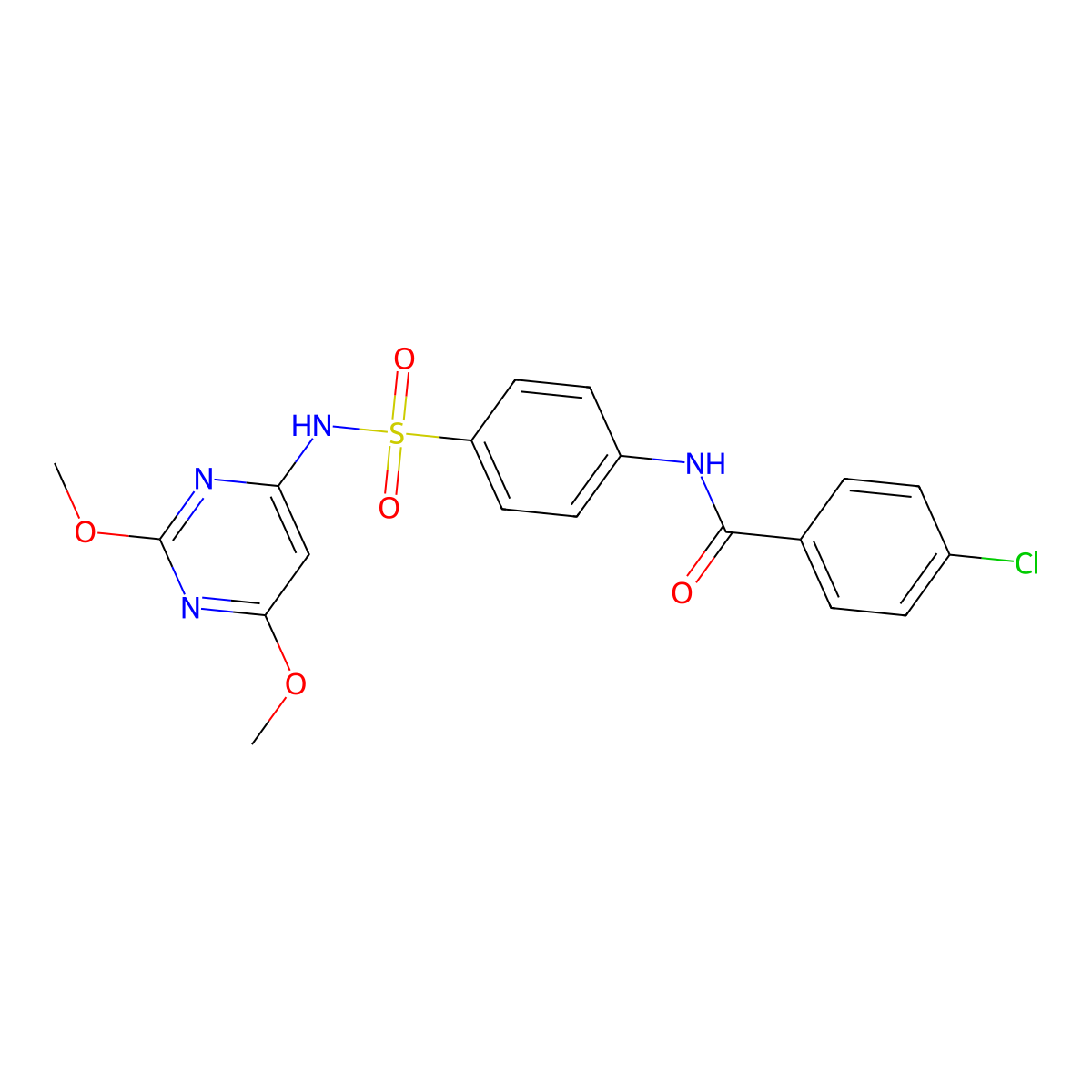 4-chloro-N-{4-[(2,6-dimethoxypyrimidin-4-yl)sulfamoyl]phenyl}benzamide molecular structure, CAS 312743-84-3