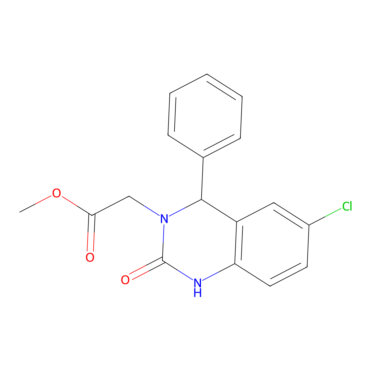 methyl (6-chloro-2-oxo-4-phenyl-1,4-dihydroquinazolin-3(2H)-yl)acetate molecular structure, CAS 312744-42-6