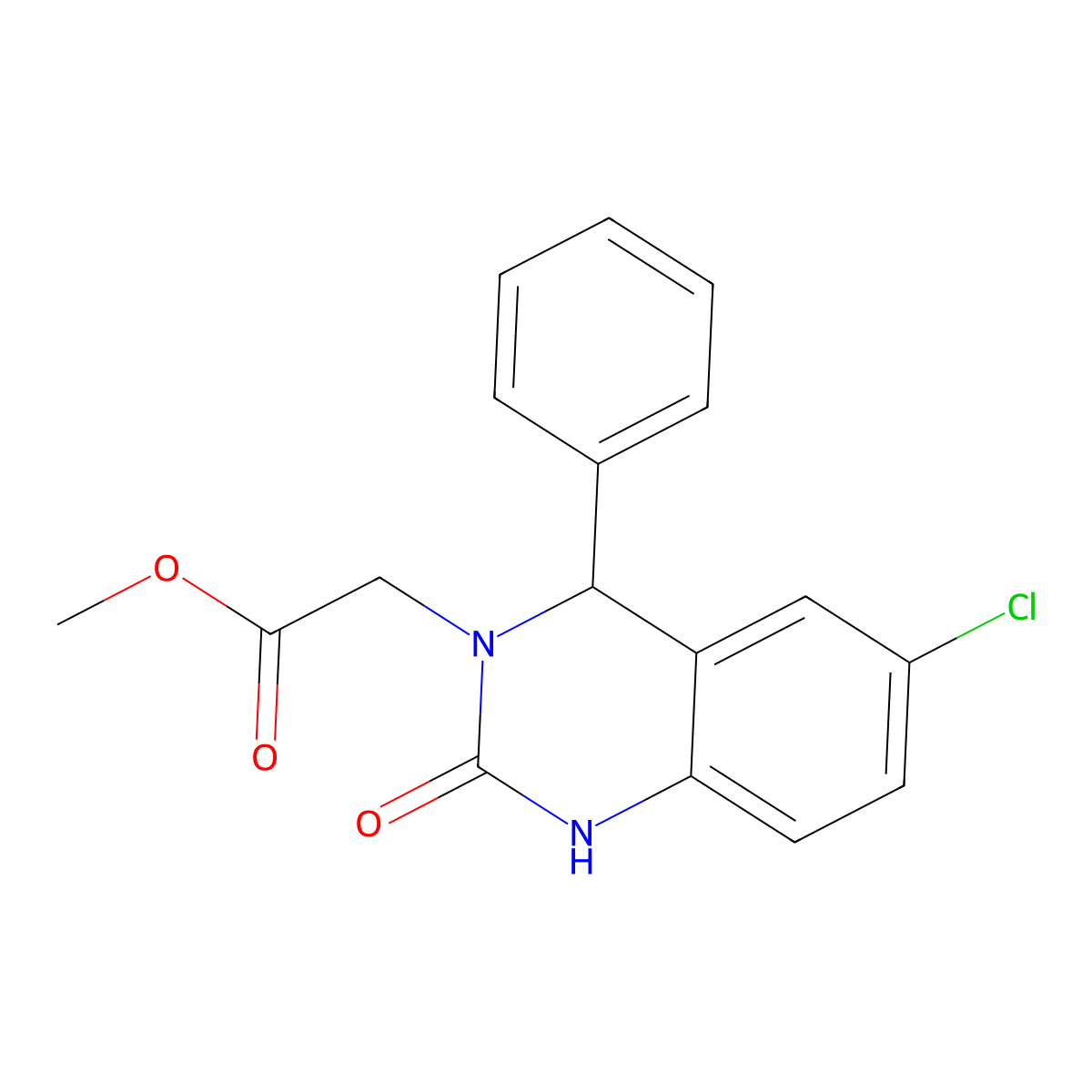 methyl (6-chloro-2-oxo-4-phenyl-1,4-dihydroquinazolin-3(2H)-yl)acetate molecular structure, CAS 312744-42-6