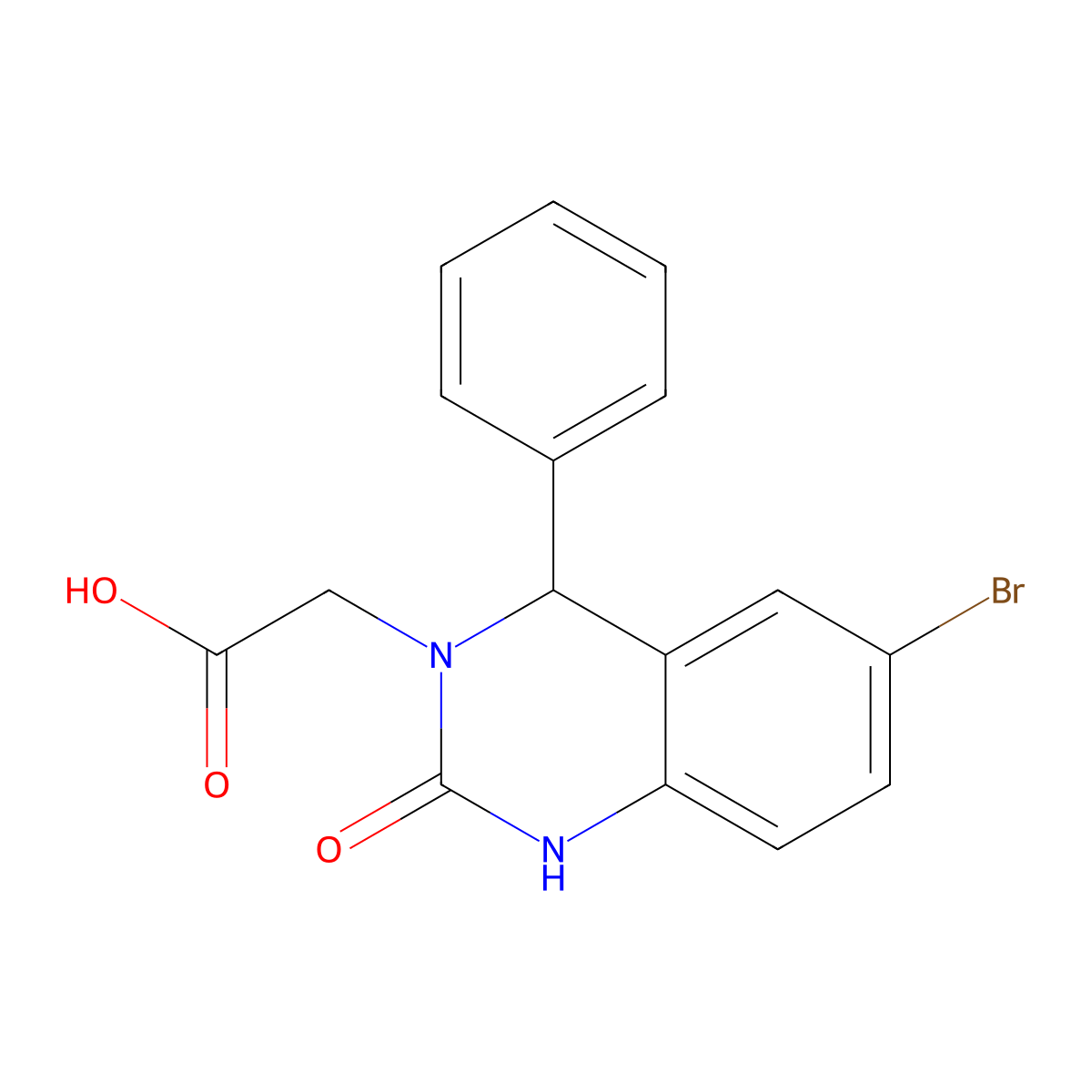 (6-bromo-2-oxo-4-phenyl-1,4-dihydroquinazolin-3(2H)-yl)acetic acid molecular structure, CAS 312744-44-8