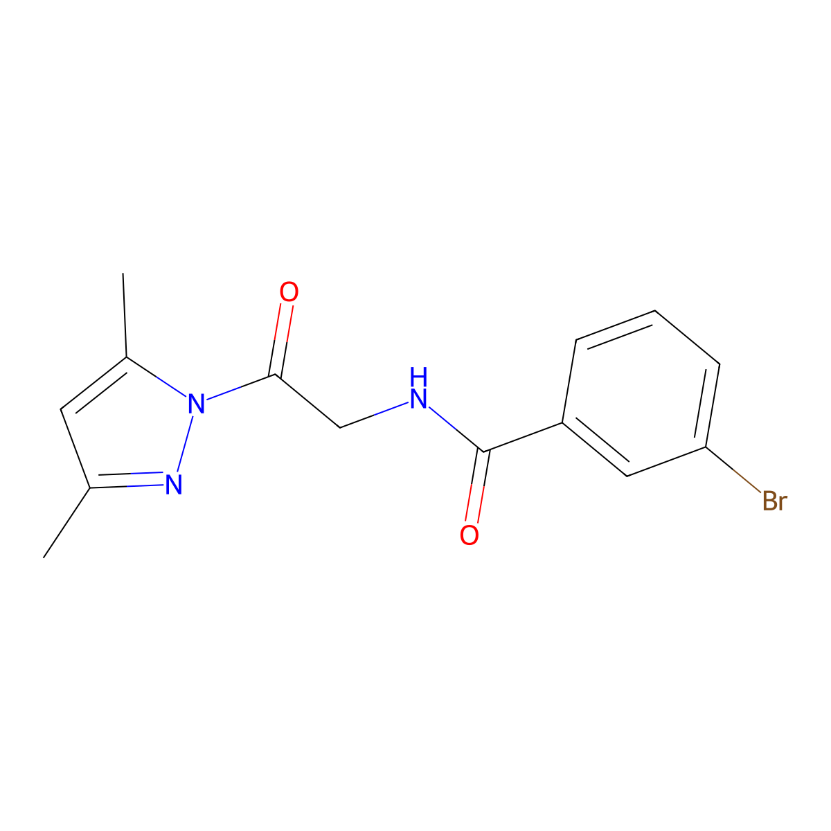 3-Bromo-N-[2-(3,5-dimethyl-1H-pyrazol-1-yl)-2-oxoethyl]benzamide molecular structure, CAS 312745-93-0