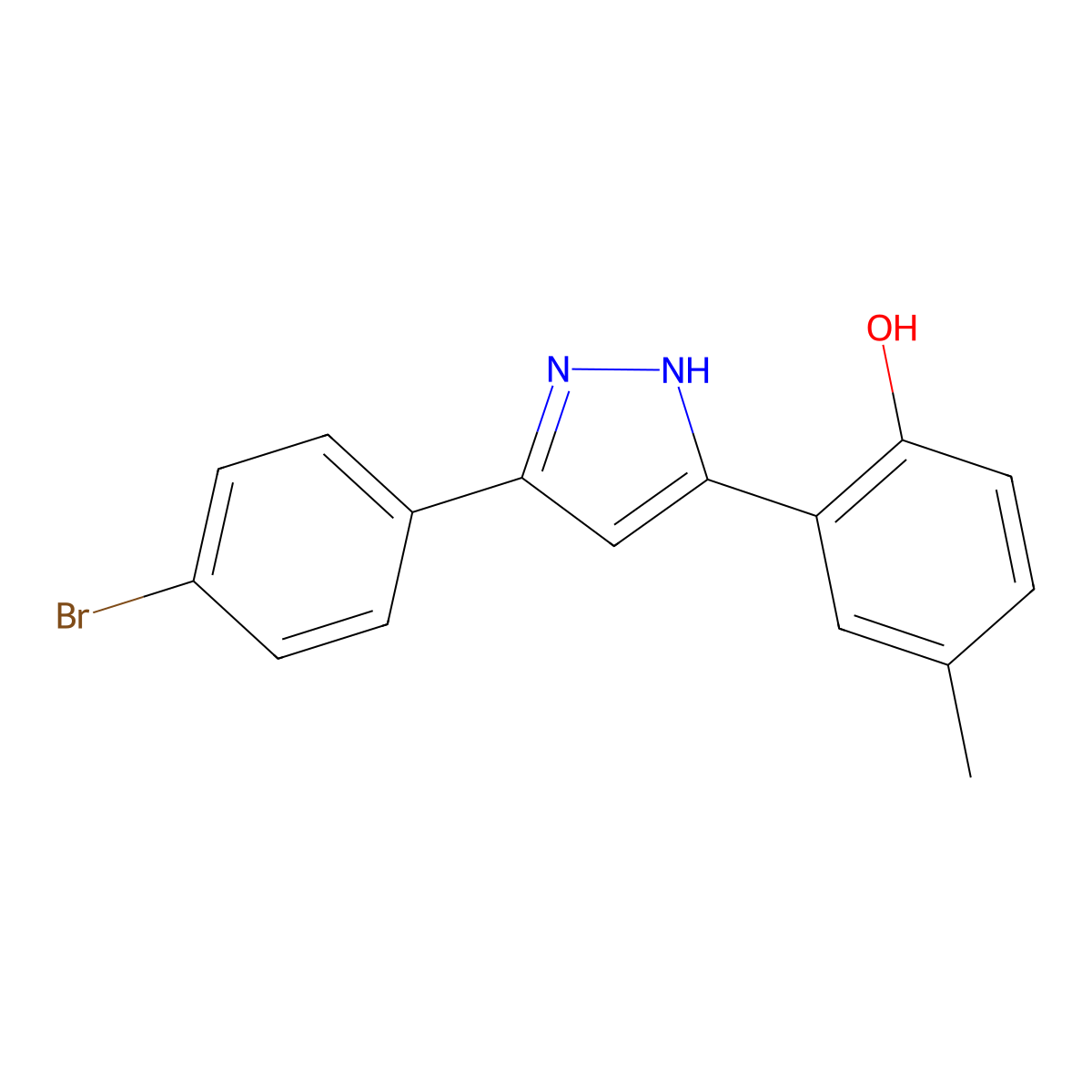 2-(5-(4-bromophenyl)-1H-pyrazol-3-yl)-4-methylphenol molecular structure, CAS 312746-00-2