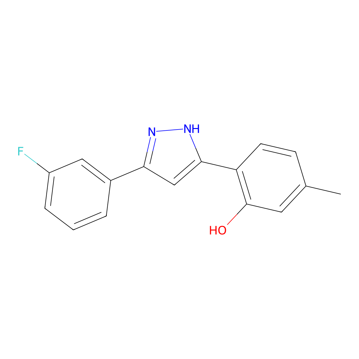 2-(5-(3-fluorophenyl)-1H-pyrazol-3-yl)-5-methylphenol molecular structure, CAS 312746-08-0