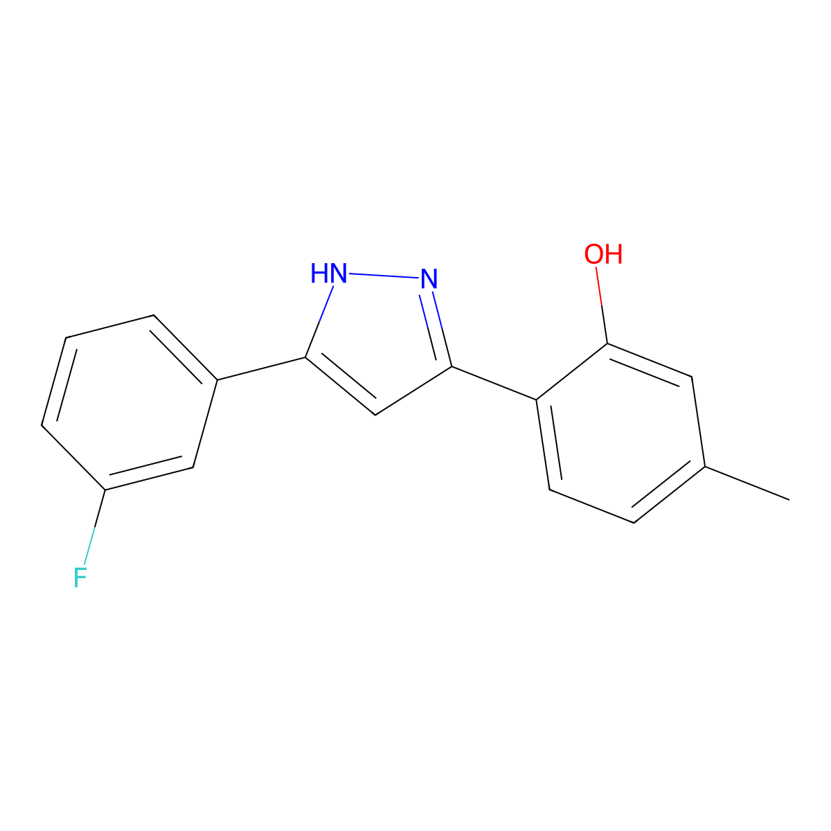 2-(5-(3-fluorophenyl)-1H-pyrazol-3-yl)-5-methylphenol molecular structure, CAS 312746-08-0