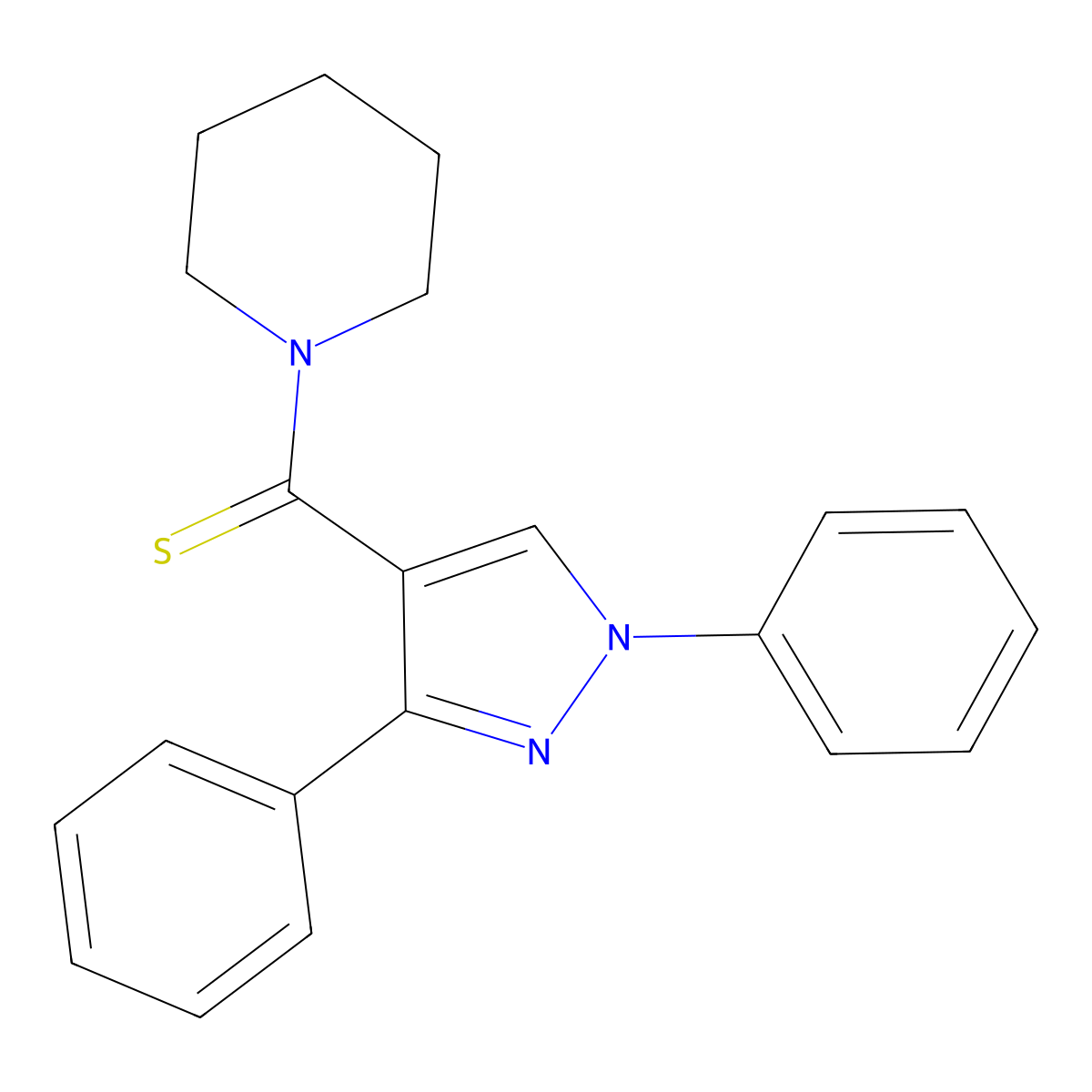 1-(1,3-diphenyl-1H-pyrazole-4-carbothioyl)piperidine molecular structure, CAS 312746-22-8