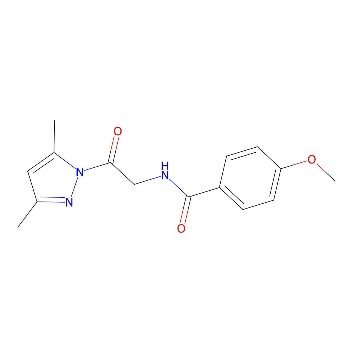 N-[2-(3,5-dimethylpyrazol-1-yl)-2-oxoethyl]-4-methoxybenzamide molecular structure, CAS 312746-24-0