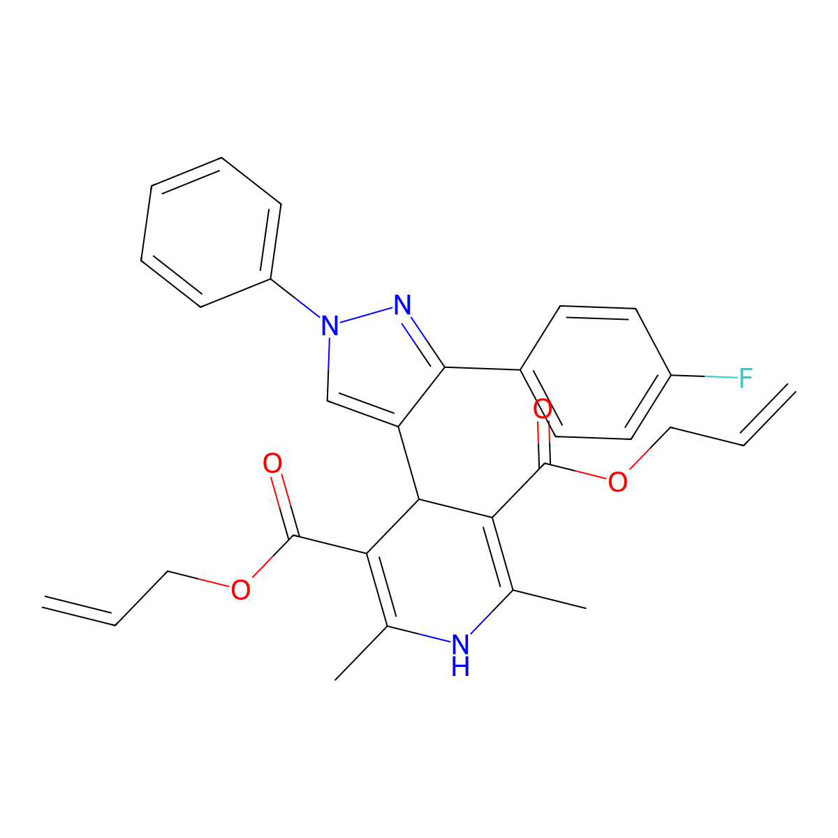 diallyl 4-[3-(4-fluorophenyl)-1-phenyl-1H-pyrazol-4-yl]-2,6-dimethyl-1,4-dihydro-3,5-pyridinedicarboxylate molecular structure, CAS 312746-28-4