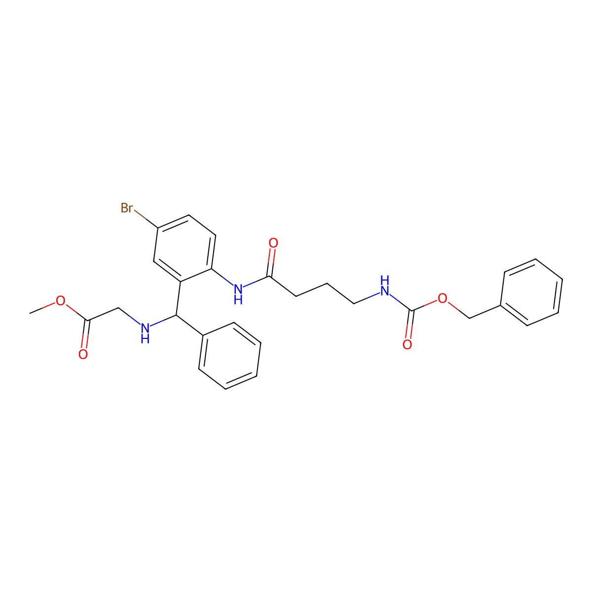 Methyl 2-({[2-(4-{[(benzyloxy)carbonyl]amino}butanamido)-5-bromophenyl](phenyl)methyl}amino)acetate molecular structure, CAS 312746-86-4