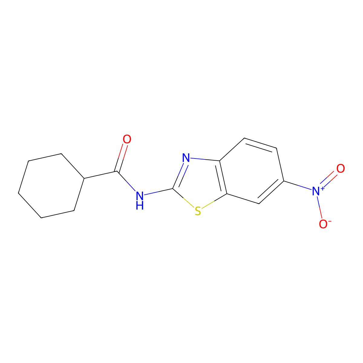 Cyclohexanecarboxamide, N-(6-nitro-2-benzothiazolyl)- molecular structure, CAS 312747-21-0