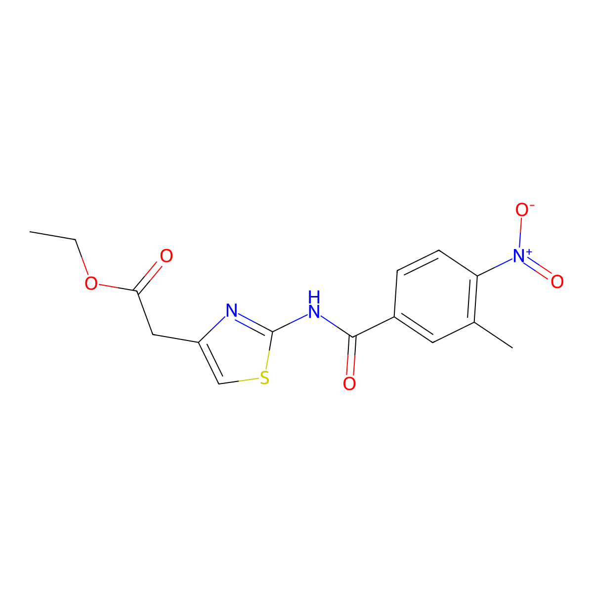 Ethyl 2-[2-[(3-methyl-4-nitrobenzoyl)amino]-1,3-thiazol-4-yl]acetate molecular structure, CAS 312747-85-6