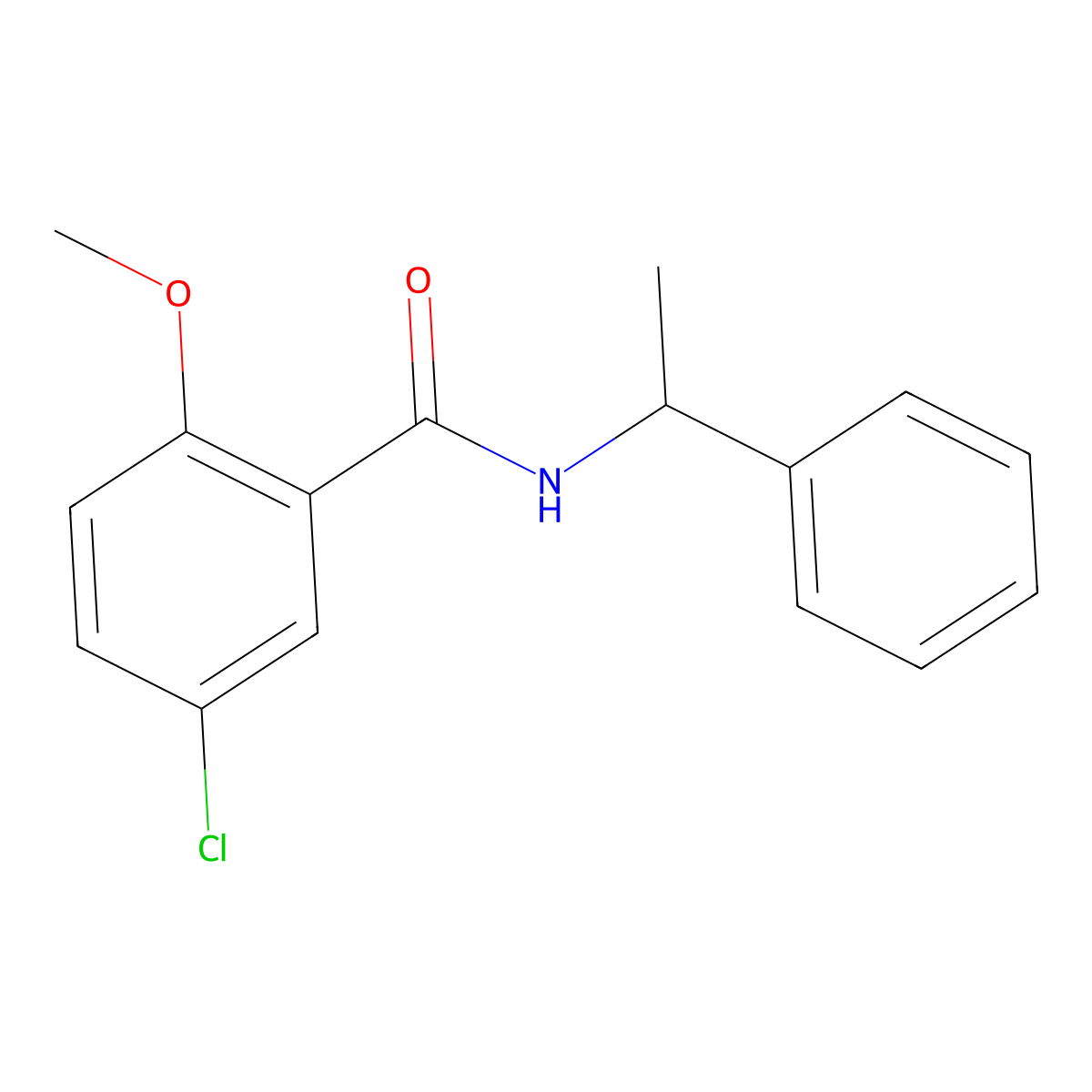 5-chloro-2-methoxy-N-(1-phenylethyl)benzamide molecular structure, CAS 312748-86-0