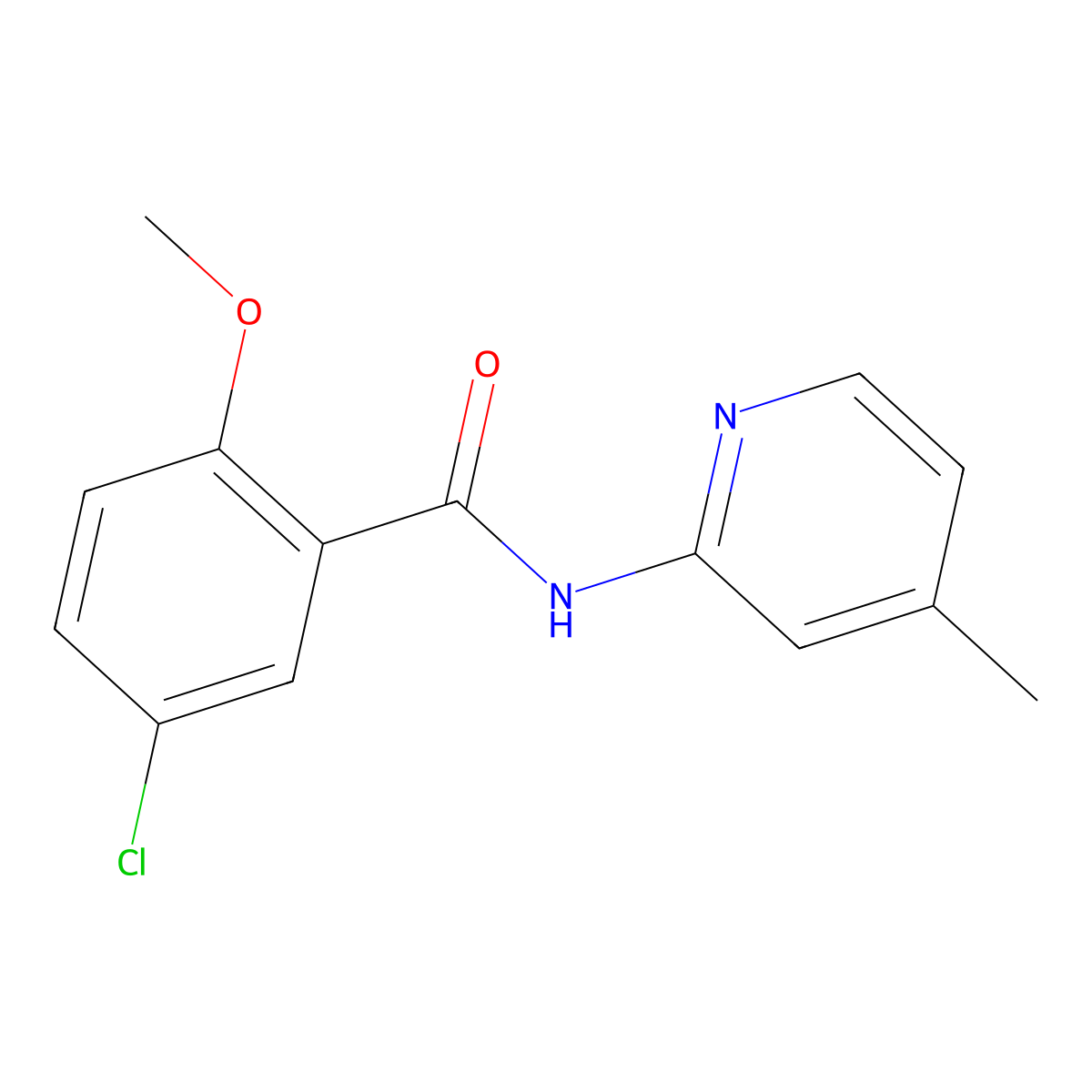 5-chloro-2-methoxy-N-(4-methylpyridin-2-yl)benzamide molecular structure, CAS 312748-87-1