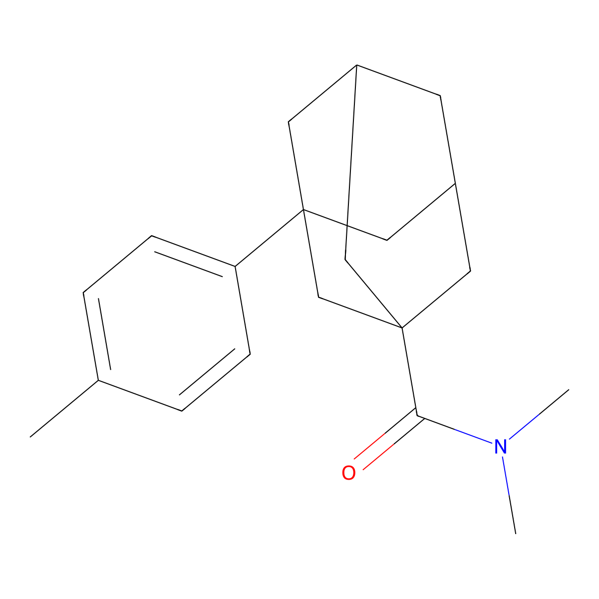 N,N-dimethyl-3-(4-methylphenyl)adamantane-1-carboxamide molecular structure, CAS 312749-18-1