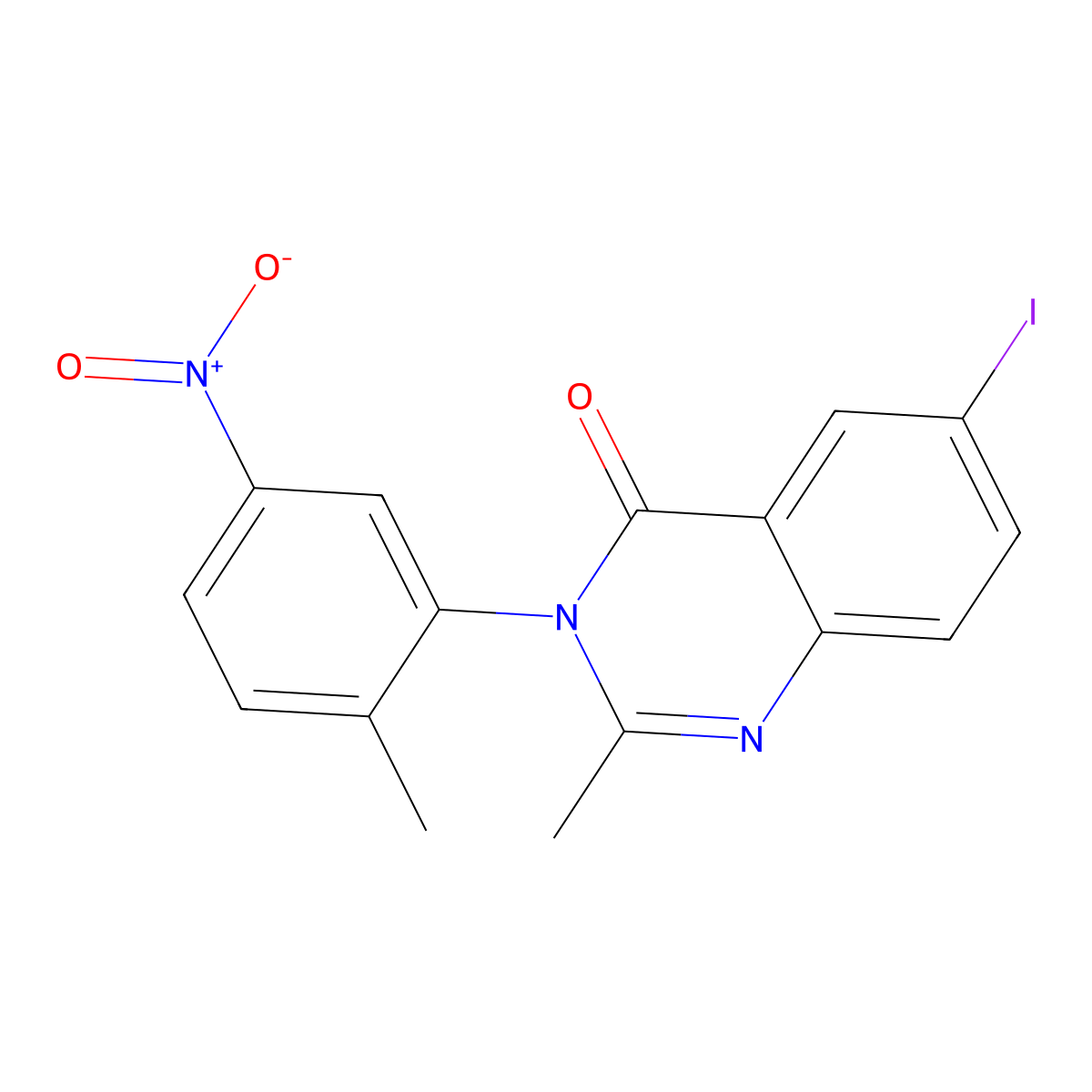 6-Iodo-2-methyl-3-(2-methyl-5-nitrophenyl)quinazolin-4-one molecular structure, CAS 312749-55-6