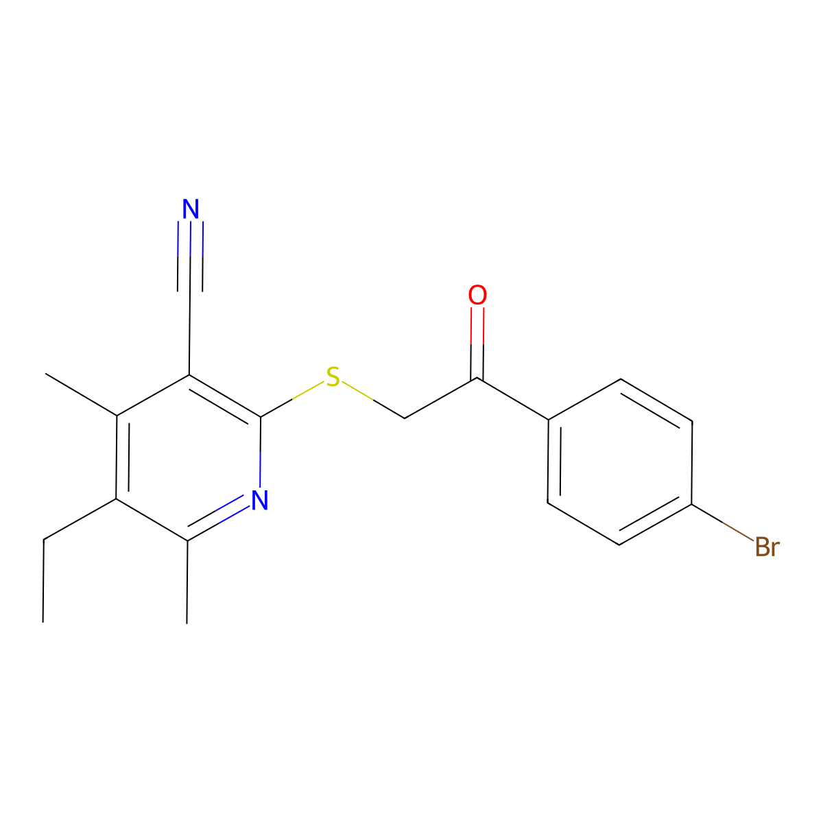 2-[2-(4-Bromophenyl)-2-oxoethyl]sulfanyl-5-ethyl-4,6-dimethylpyridine-3-carbonitrile molecular structure, CAS 312749-86-3