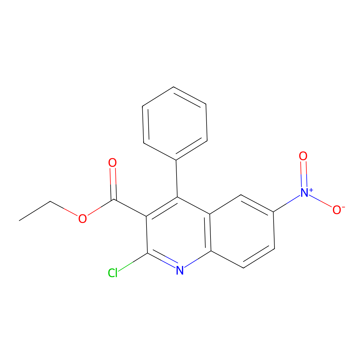 Ethyl 2-chloro-6-nitro-4-phenylquinoline-3-carboxylate molecular structure, CAS 312750-40-6