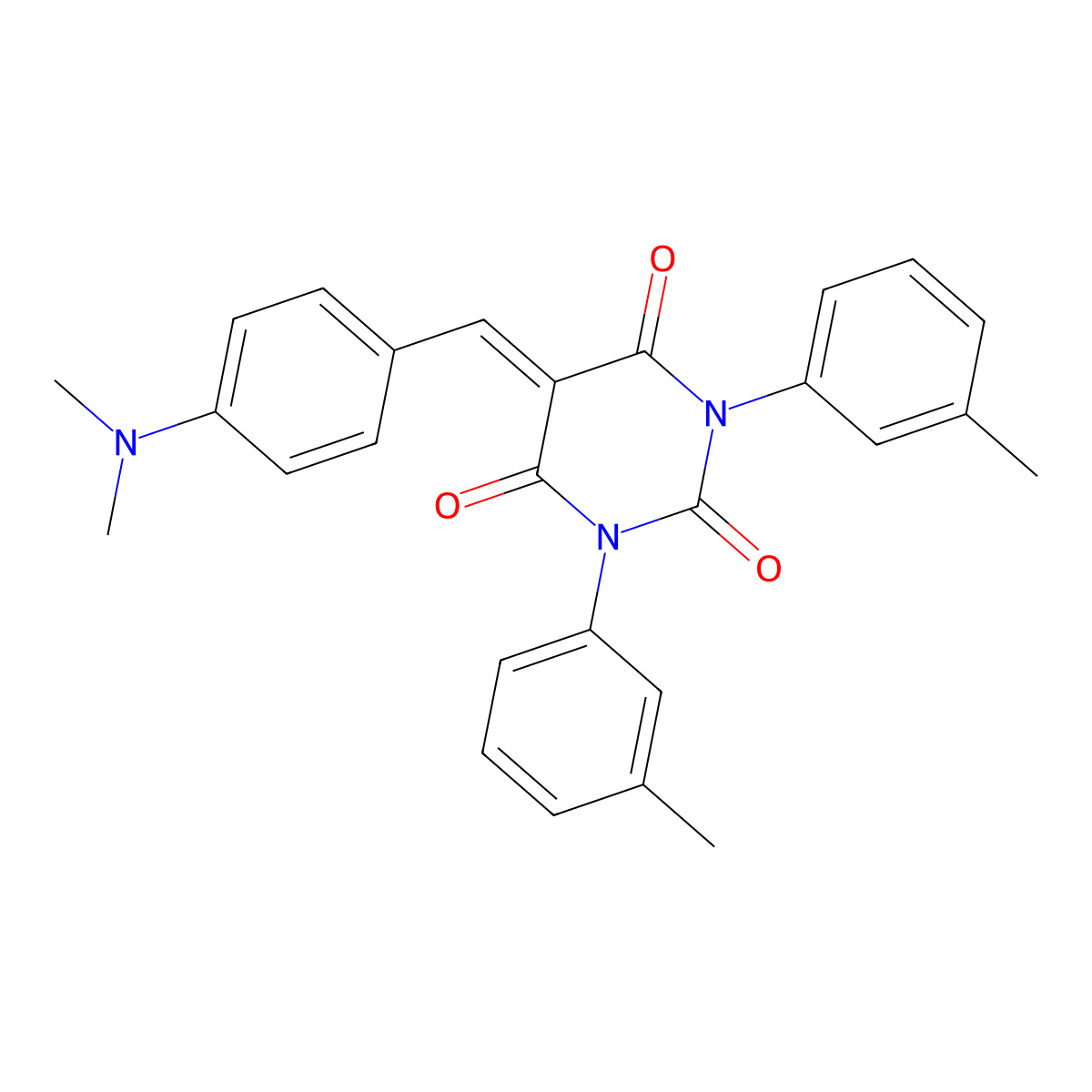 5-((4-(Dimethylamino)phenyl)methylene)-1,3-bis(3-methylphenyl)-1,3-diazaperhydroine-2,4,6-trione molecular structure, CAS 312750-60-0