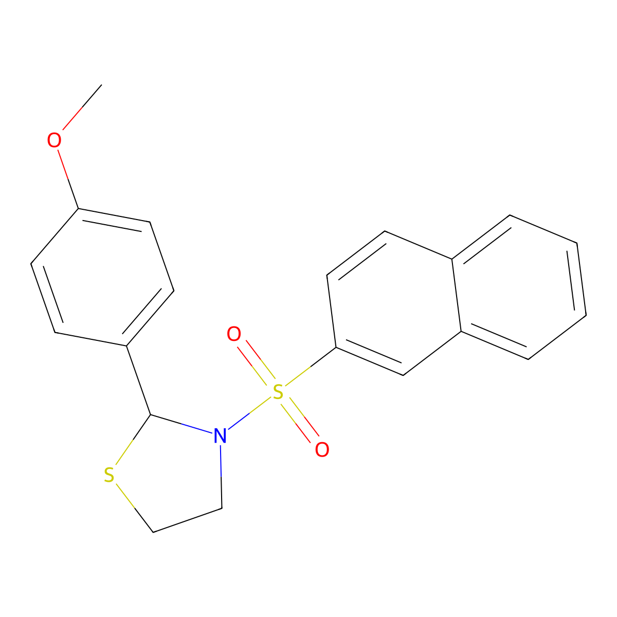 2-(4-Methoxyphenyl)-3-(naphthalen-2-ylsulfonyl)thiazolidine molecular structure, CAS 312750-62-2