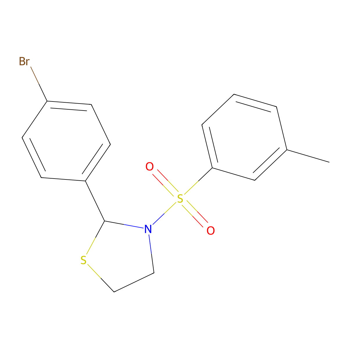 2-(4-Bromophenyl)-3-(m-tolylsulfonyl)thiazolidine molecular structure, CAS 312750-99-5