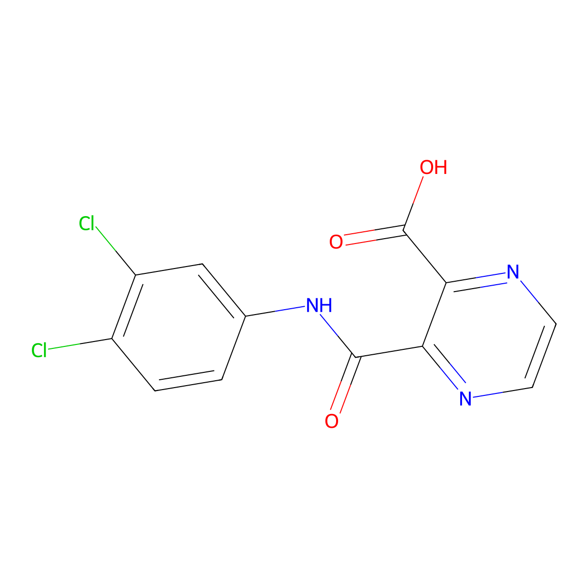 3-[(3,4-Dichloroanilino)carbonyl]-2-pyrazinecarboxylic acid molecular structure, CAS 312751-33-0