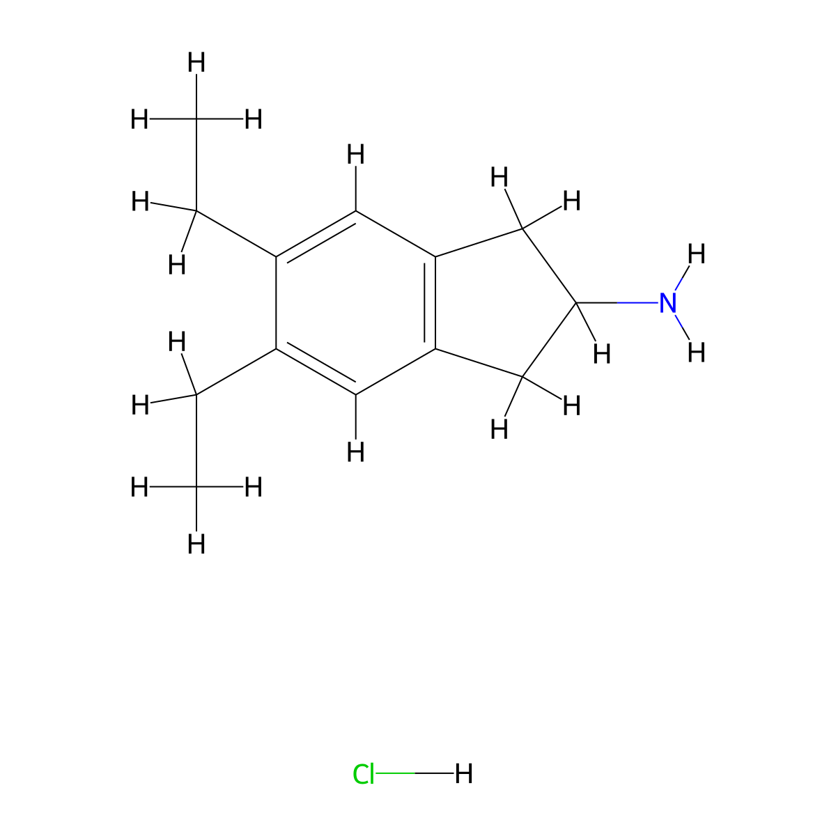 5,6-diethyl-2,3-dihydro-1H-inden-2-amine Hydrochloride molecular structure, CAS 312753-53-0