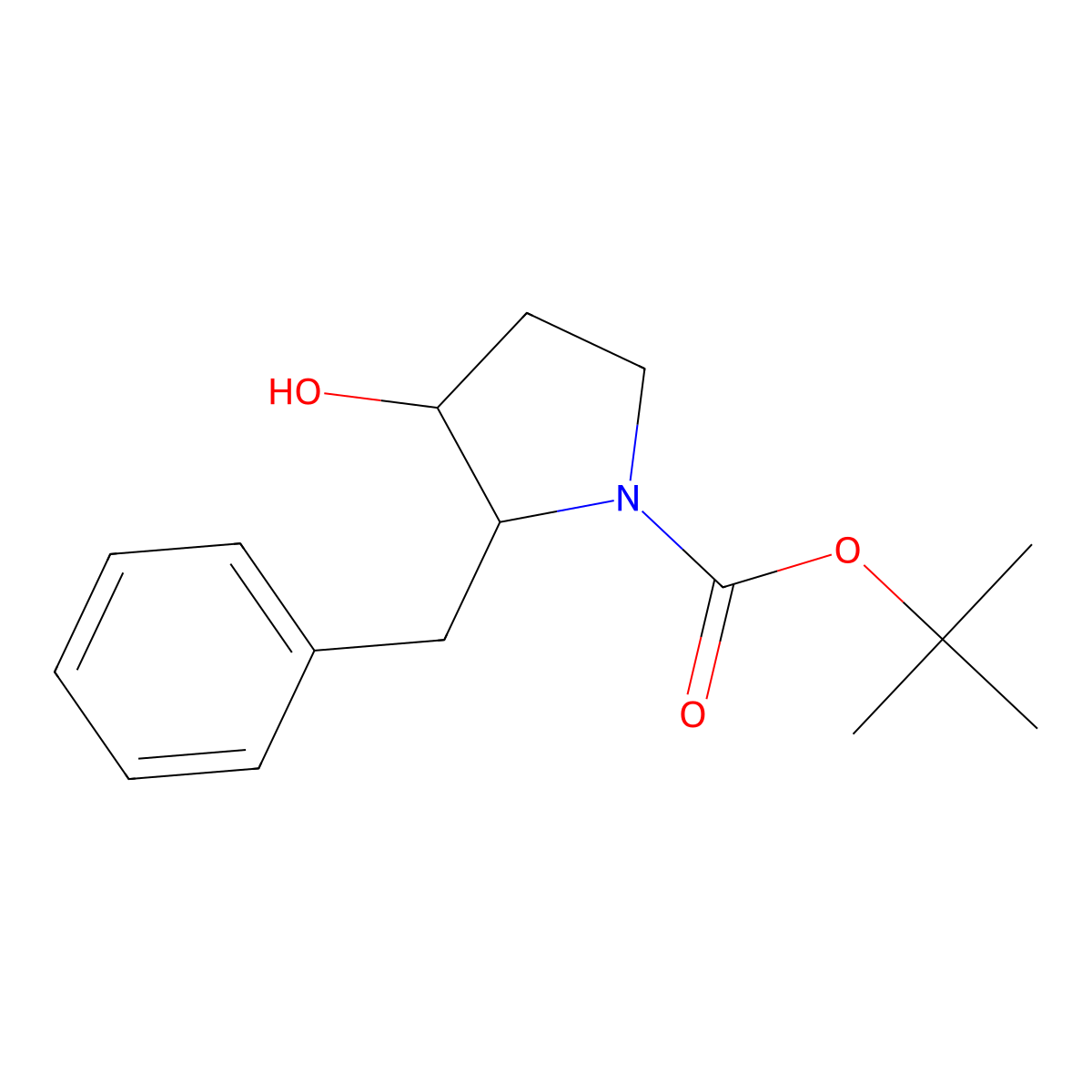 tert-butyl (2R,3R)-2-benzyl-3-hydroxypyrrolidine-1-carboxylate molecular structure, CAS 312754-68-0