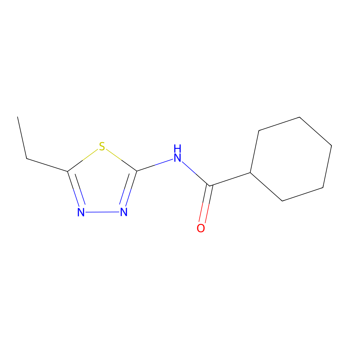 N-(5-ethyl-1,3,4-thiadiazol-2-yl)cyclohexanecarboxamide molecular structure, CAS 312754-89-5