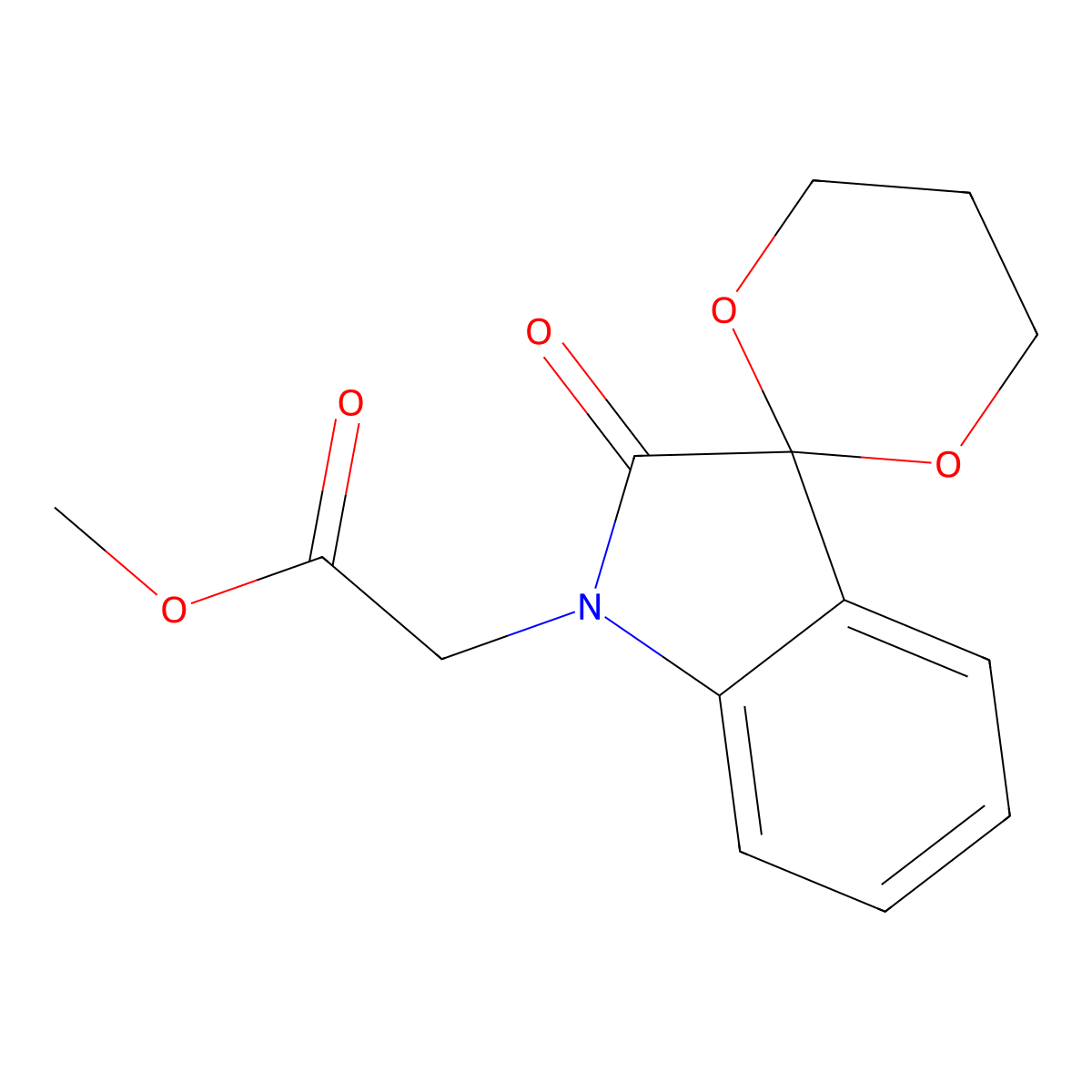 Methyl 2-(2'-oxospiro[1,3-dioxane-2,3'-indole]-1'-yl)acetate molecular structure, CAS 312755-52-5