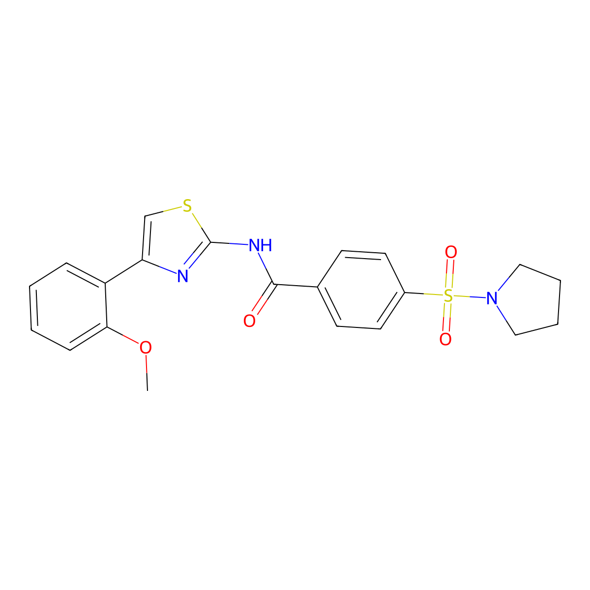N-(4-(2-methoxyphenyl)thiazol-2-yl)-4-(pyrrolidin-1-ylsulfonyl)benzamide molecular structure, CAS 312755-80-9
