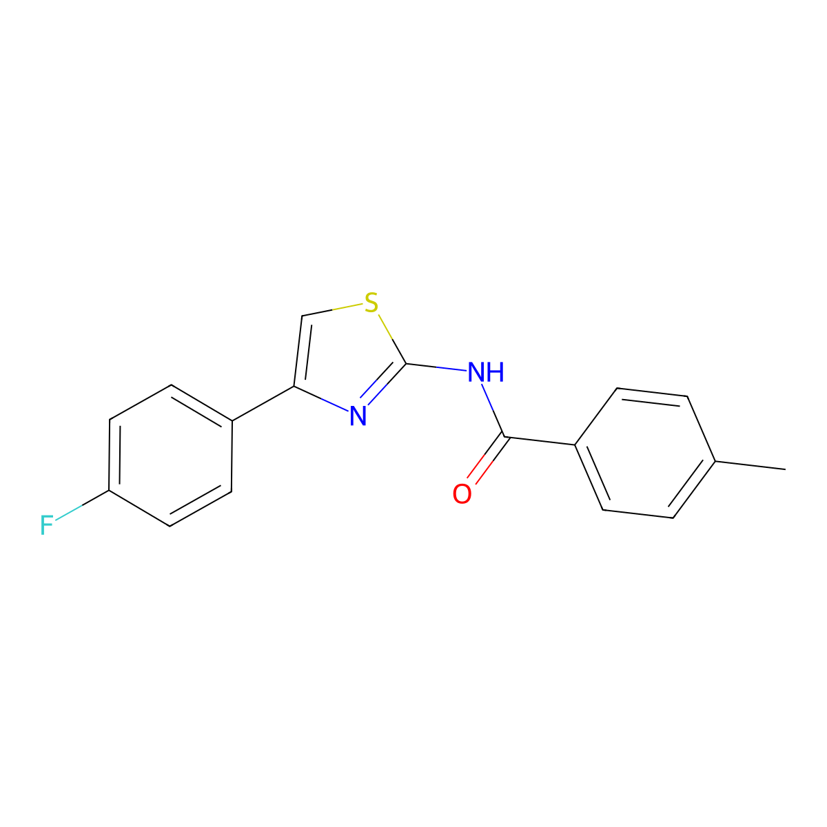 N-[4-(4-fluorophenyl)-1,3-thiazol-2-yl]-4-methylbenzamide molecular structure, CAS 312755-81-0