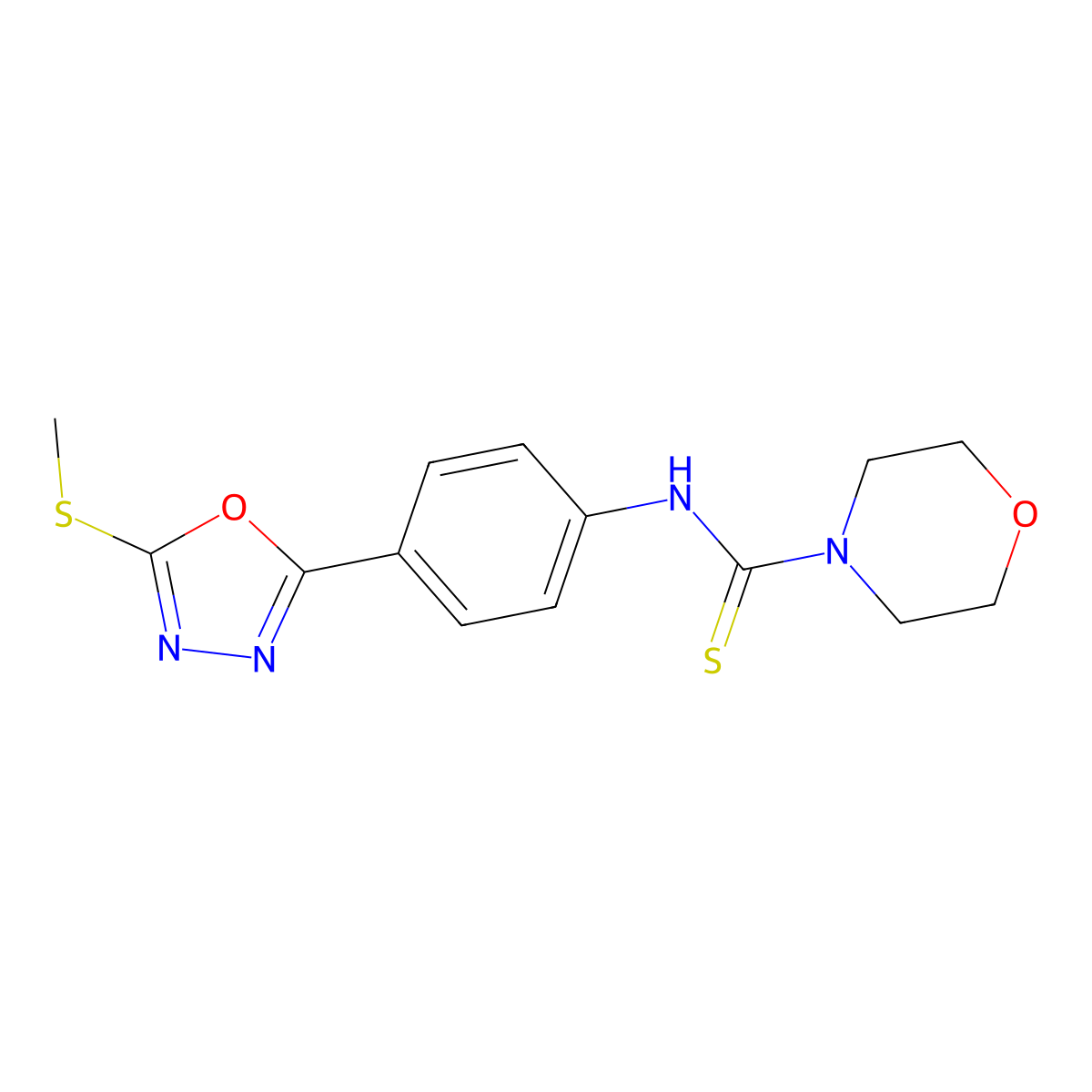N-[4-(5-methylsulfanyl-1,3,4-oxadiazol-2-yl)phenyl]morpholine-4-carbothioamide molecular structure, CAS 312756-03-9