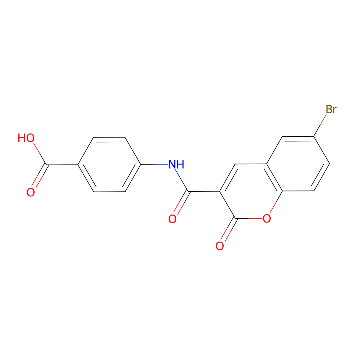 4-(6-Bromo-2-oxo-2H-chromene-3-amido)benzoic acid molecular structure, CAS 312756-47-1