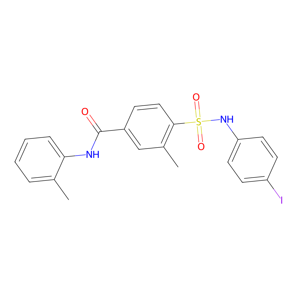 4-[(4-iodophenyl)sulfamoyl]-3-methyl-N-(2-methylphenyl)benzamide molecular structure, CAS 312756-69-7