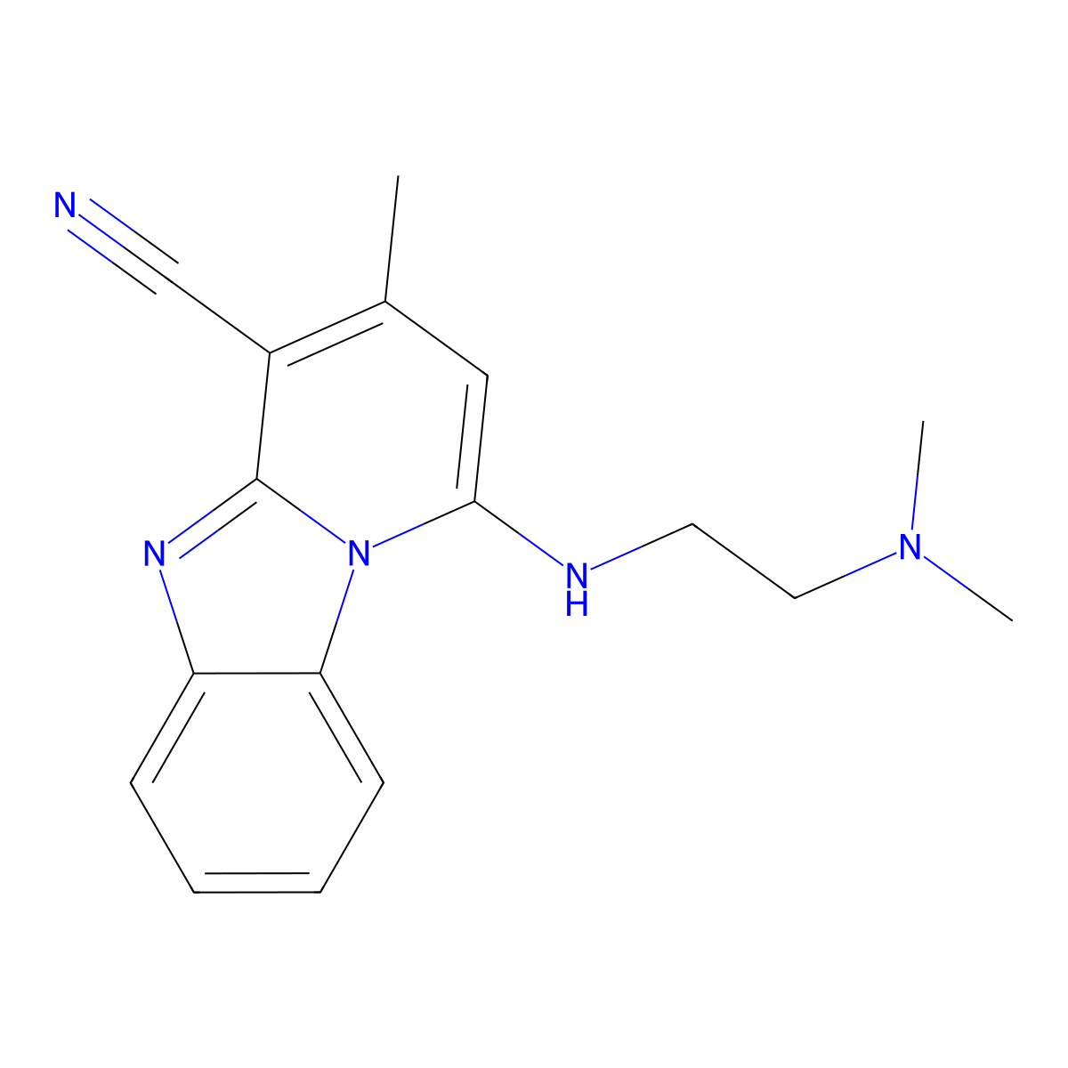 13-{[2-(Dimethylamino)ethyl]amino}-11-methyl-1,8-diazatricyclo[7.4.0.0^{2,7}]trideca-2(7),3,5,8,10,12-hexaene-10-carbonitrile molecular structure, CAS 312757-55-4