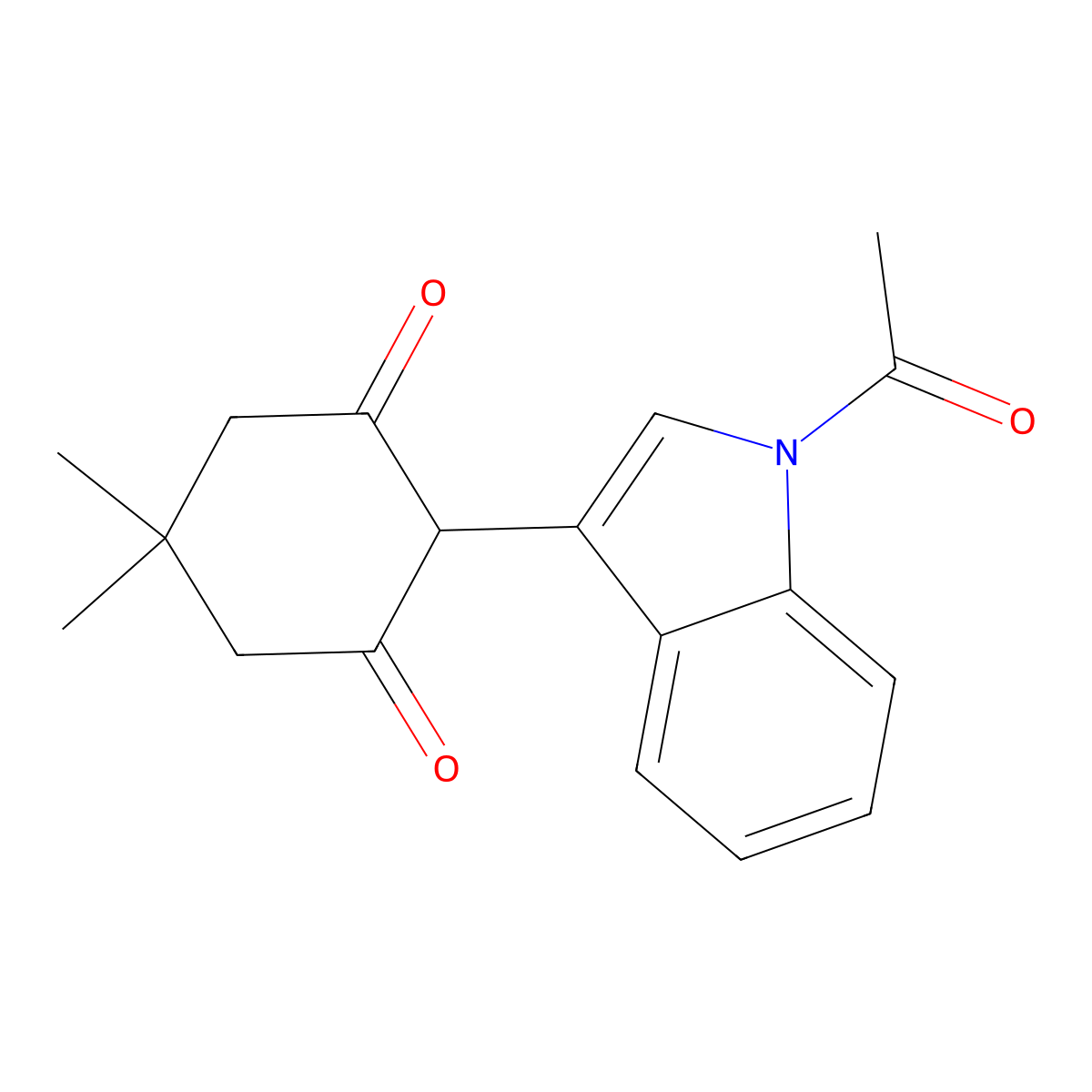 2-(1-Acetylindol-3-yl)-5,5-dimethylcyclohexane-1,3-dione molecular structure, CAS 312757-62-3