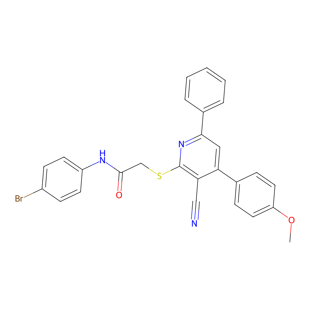 N-(4-bromophenyl)-2-[3-cyano-4-(4-methoxyphenyl)-6-phenylpyridin-2-yl]sulfanylacetamide molecular structure, CAS 312757-69-0